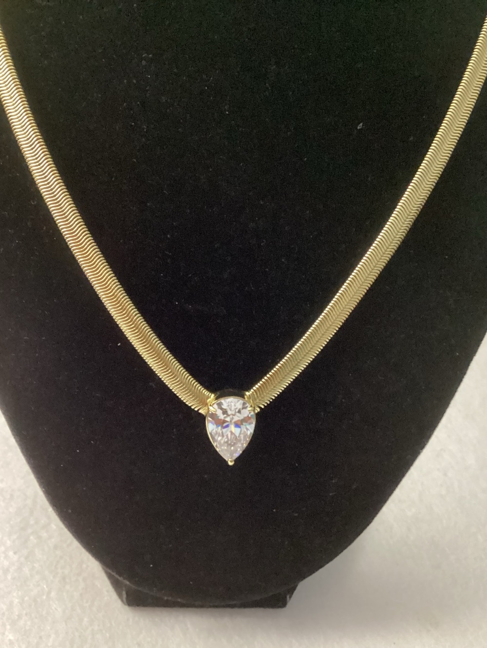 Aqua Refined Punk Cubic Zirconia V Pendant Necklace in Gold Tone, 18"-20” - Picture 5 of 11
